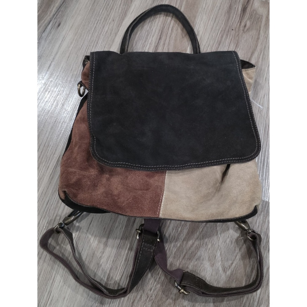 We The Free People Convertible Suede Leather Backpack Crossbody Bag Brown Tan